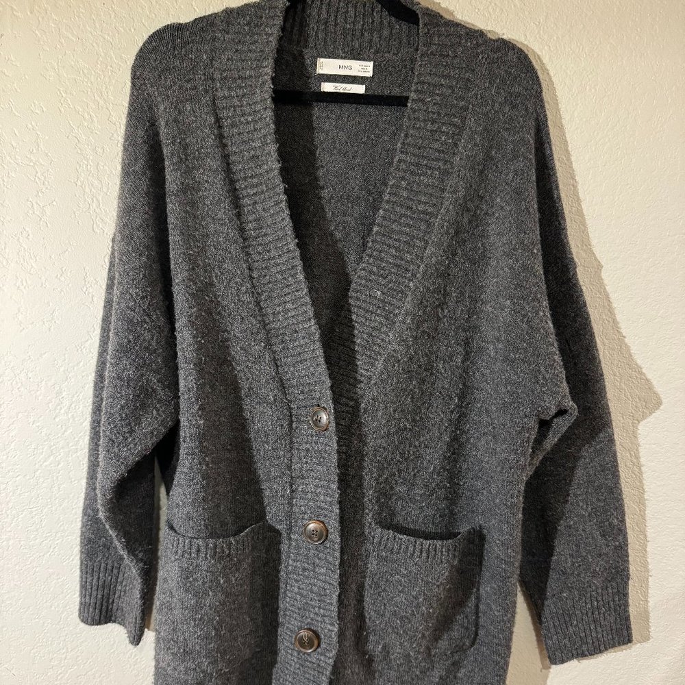 Mango Wool Blend Oversized Grey Sweater - Size Small